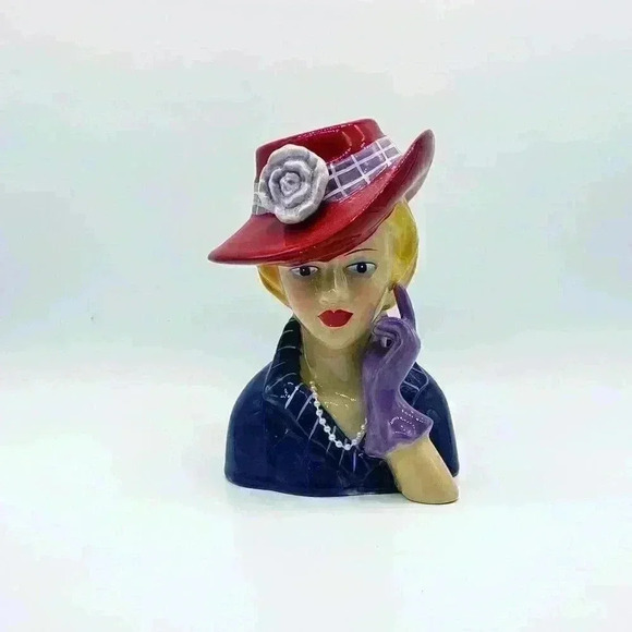 A Special Place Porcelain Lady Head Vase Planter - Picture 1 of 3